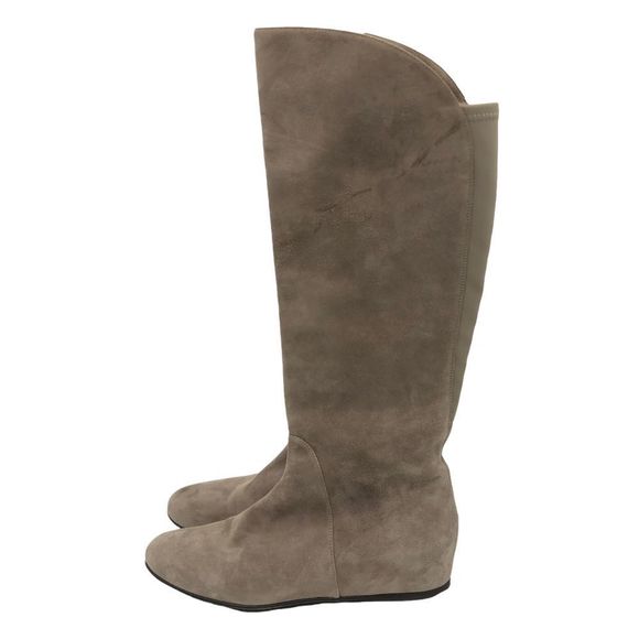 Stuart Weitzman Women's Size 7.5 Suede Hidden Wedge Knee-High Boot Tan Beige - Picture 3 of 9